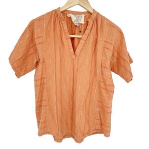 Ace & Jig NWOT Orange Metallic Short sleeve Top Boho Cottagecore‎